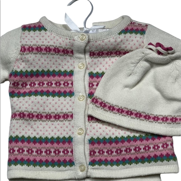 New Heirlooms Knitted Floral Dot Outfit size 3-6 months - Picture 5 of 7